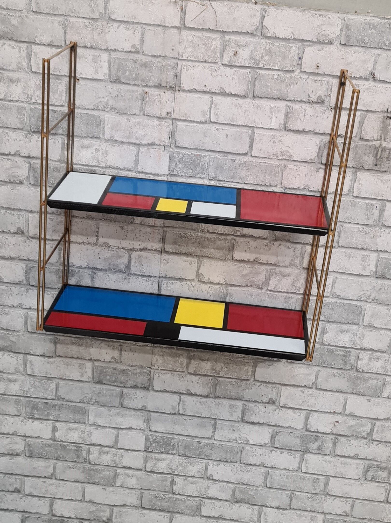 Floor string style piet mondrian gold studs. rare 47x49x16