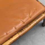 Pair of wooden and faux leather chairs by Alberto Smania, 1970s vintage modernism