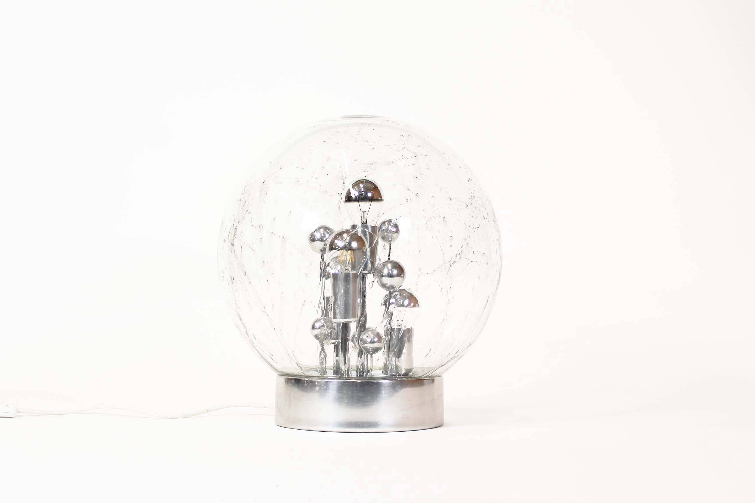 Stunning Mid-Century Modern Ice Glass Table Lamps by Doria Leuchten, Germany 1960’s