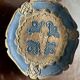 Vintage Florentine Coaster - Blue and Gold Wood (Diameter 10 cm)