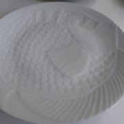 White porcelain plates vintage fish motif - ocean cnd france