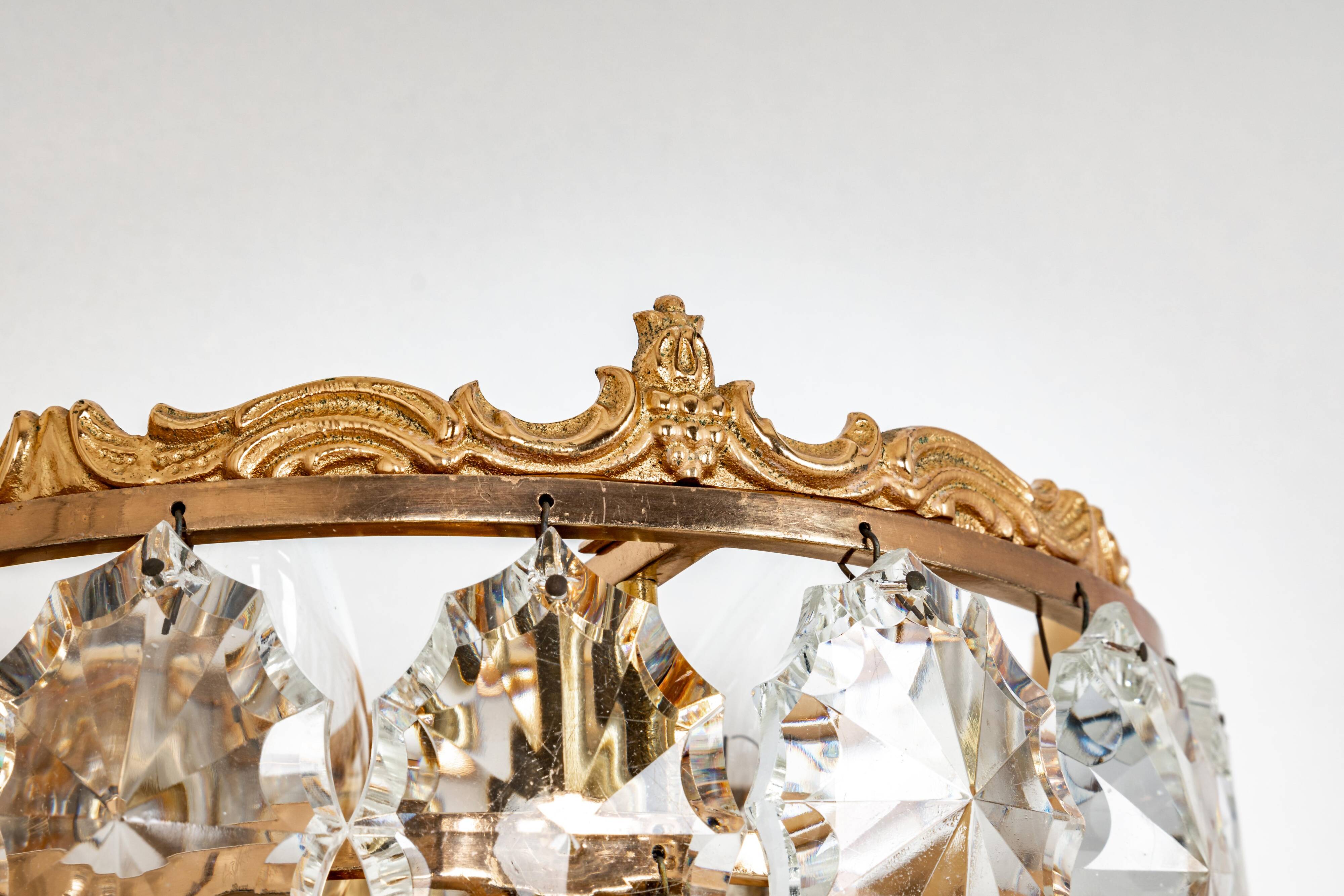 Bakalowits wall sconces, brass and crystal glass, Austria, 1960s