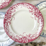 6 flat plates Terre de Fer blue red mismatched