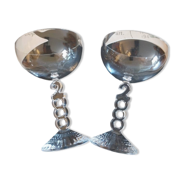 Large Arques crystal champagne glasses