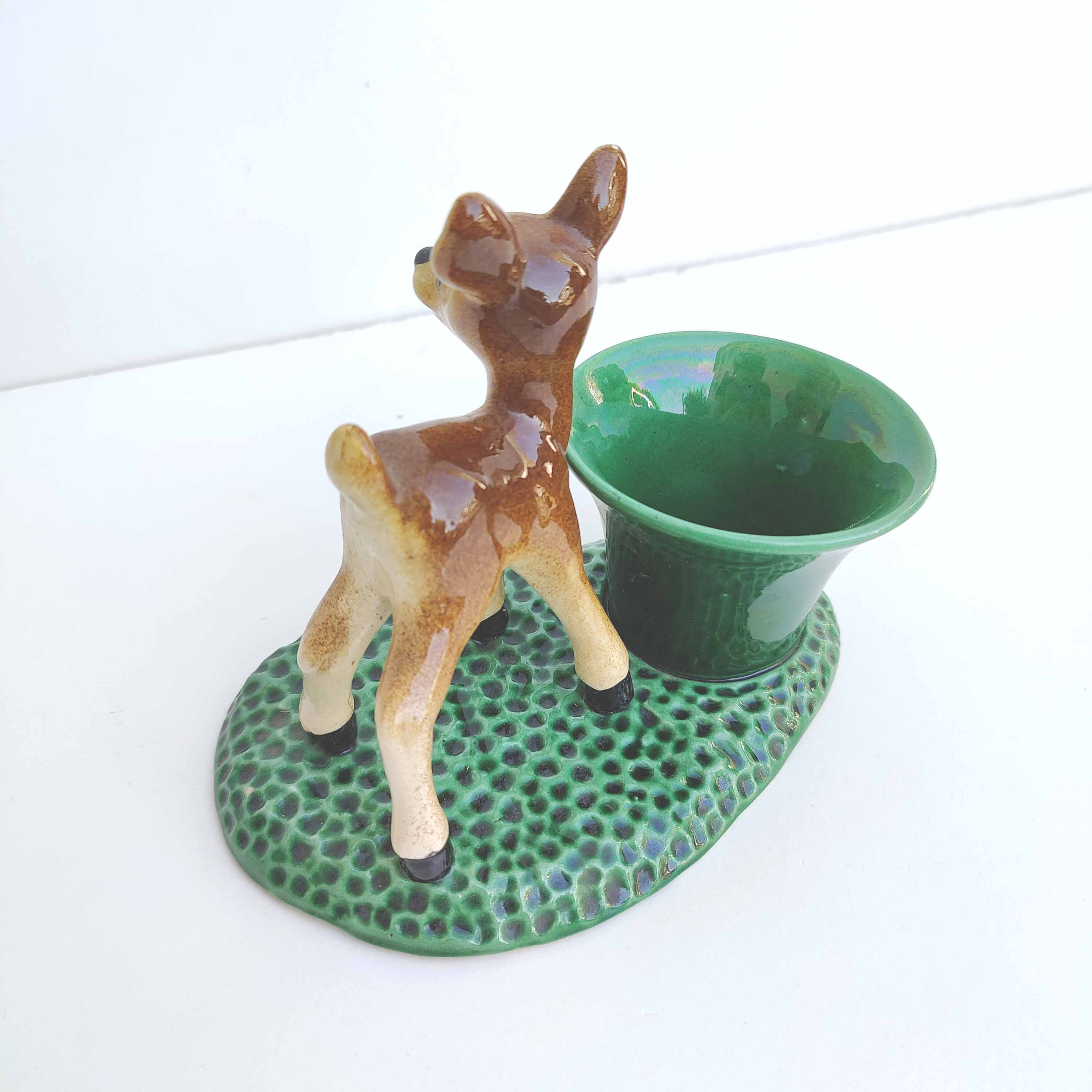 Old empty inkwell ceramic fawn pocket