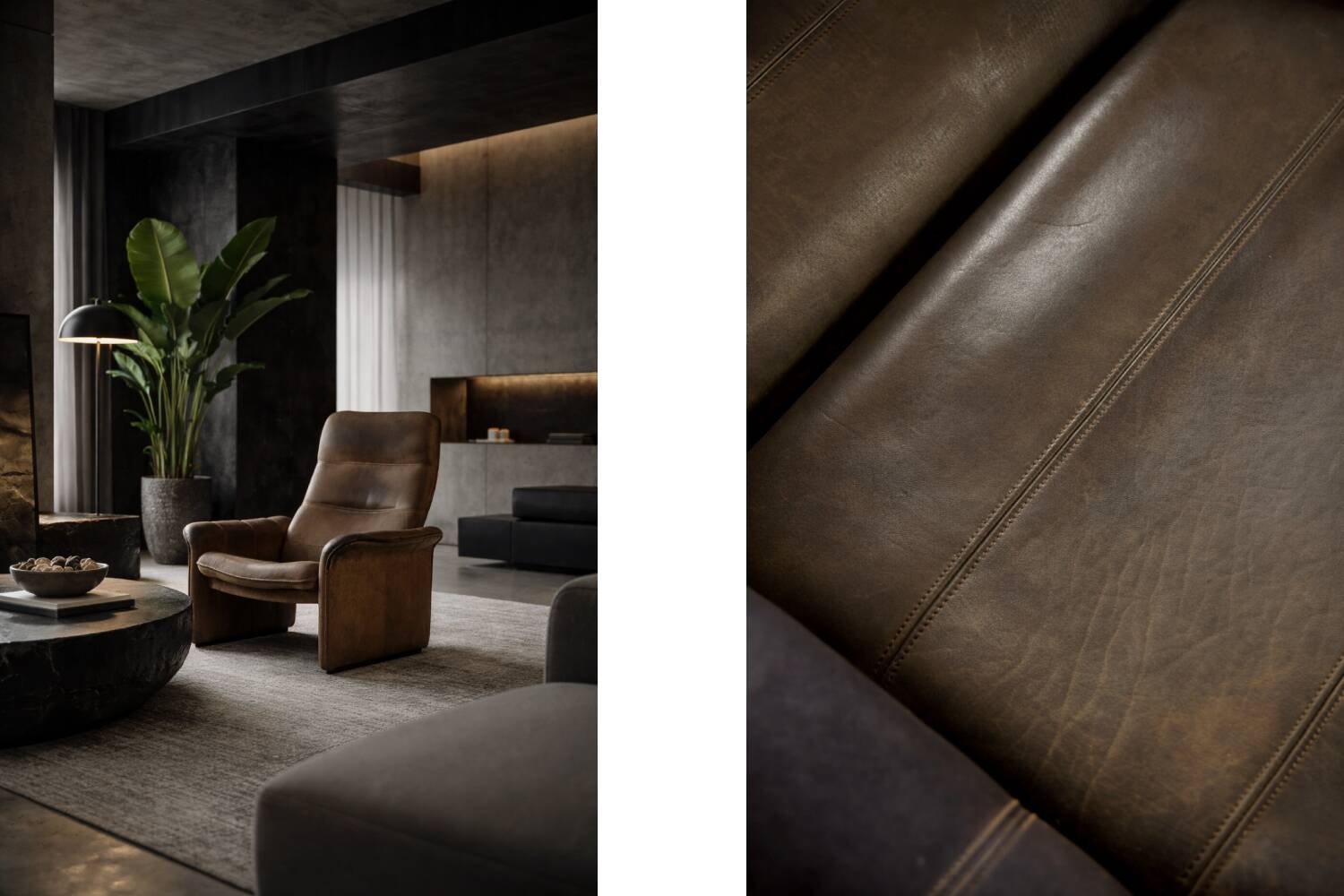 Fauteuil DS-50 vintage en cuir de buffle par De Sede