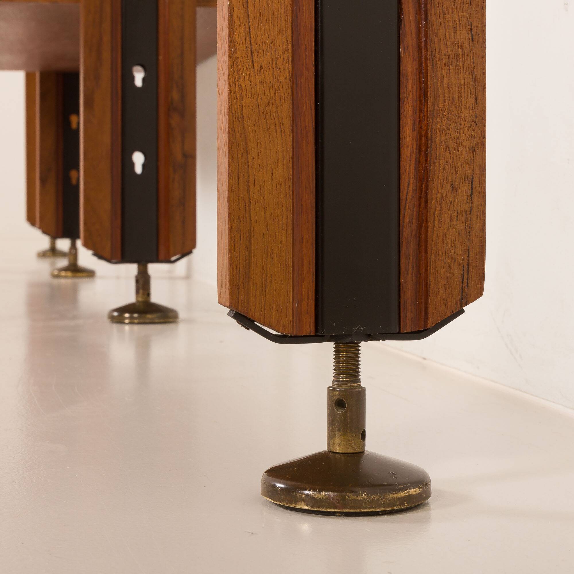Italian mid century floor to ceiling teak wall unit or room divider, 1960