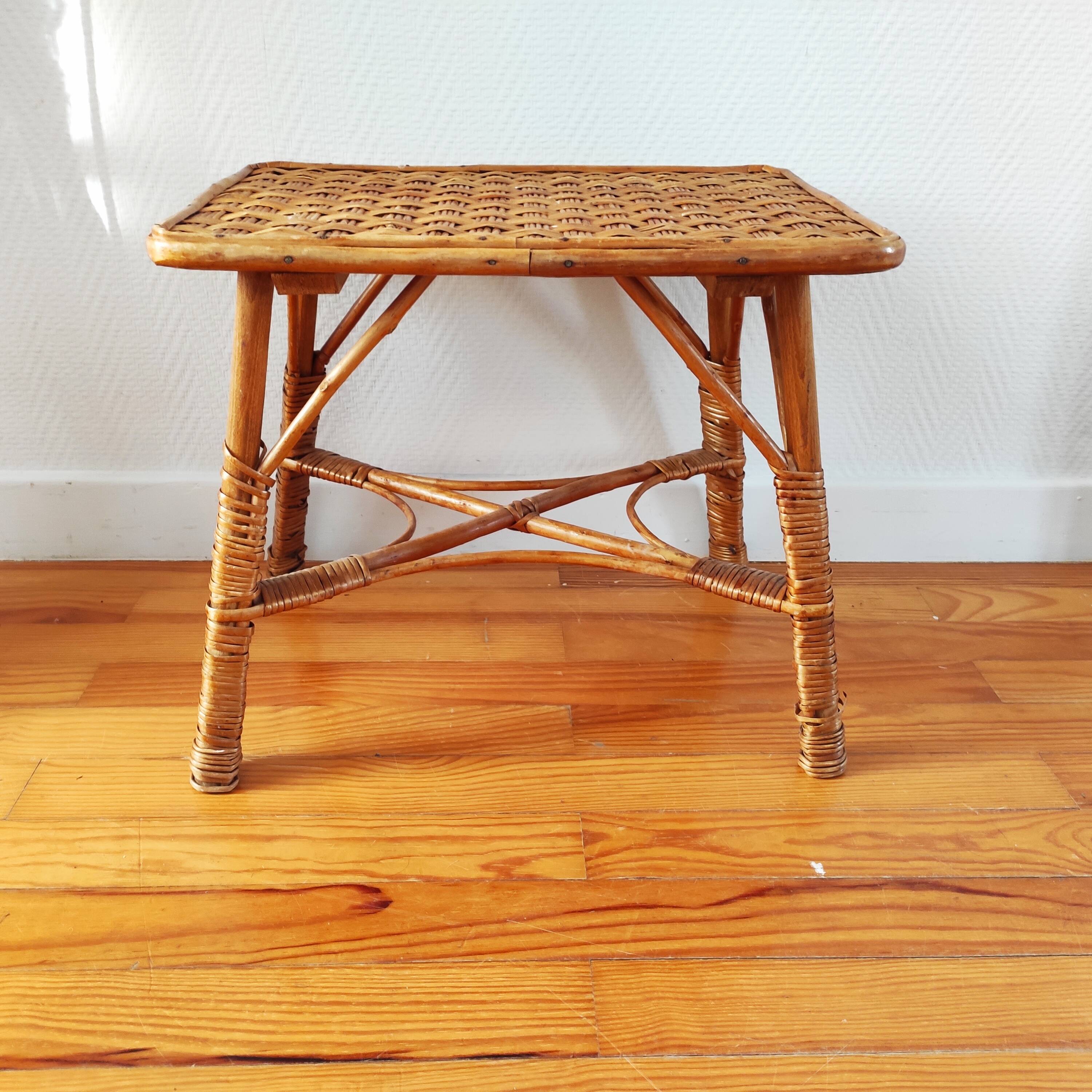 Table basse en rotin, 1950