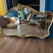Large golden mirror in vintage Louis XV rocaille style, 144 cm