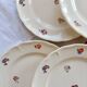 6 vintage ivory earthenware dessert plates – Small flower decoration