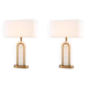 Pair of table lamps, antique brass and alabaster finish, timeless luxury and vintage charm.