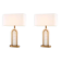 Pair of table lamps, antique brass and alabaster finish, timeless luxury and vintage charm.