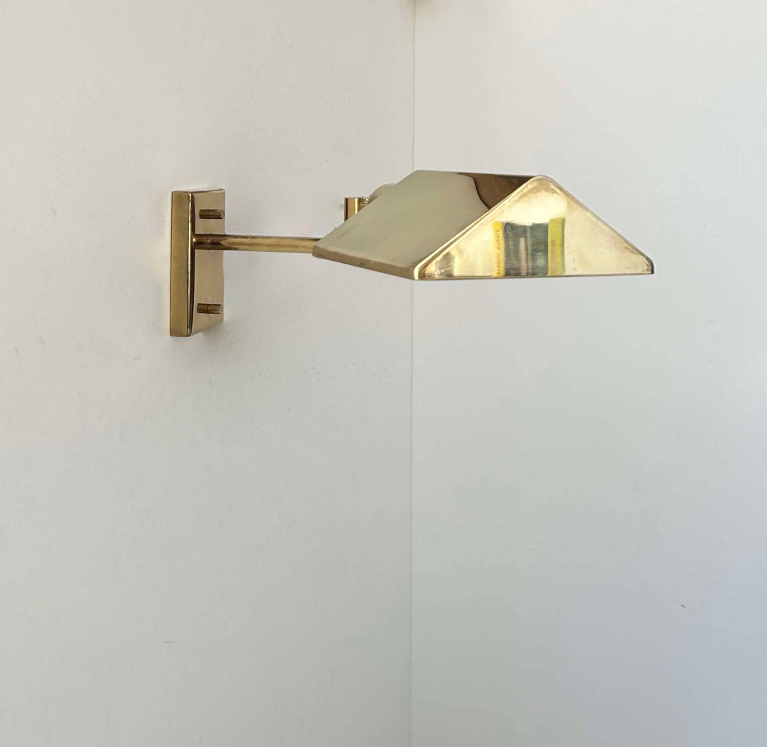 Vintage adjustable wall lamp, solid brass, France 1970