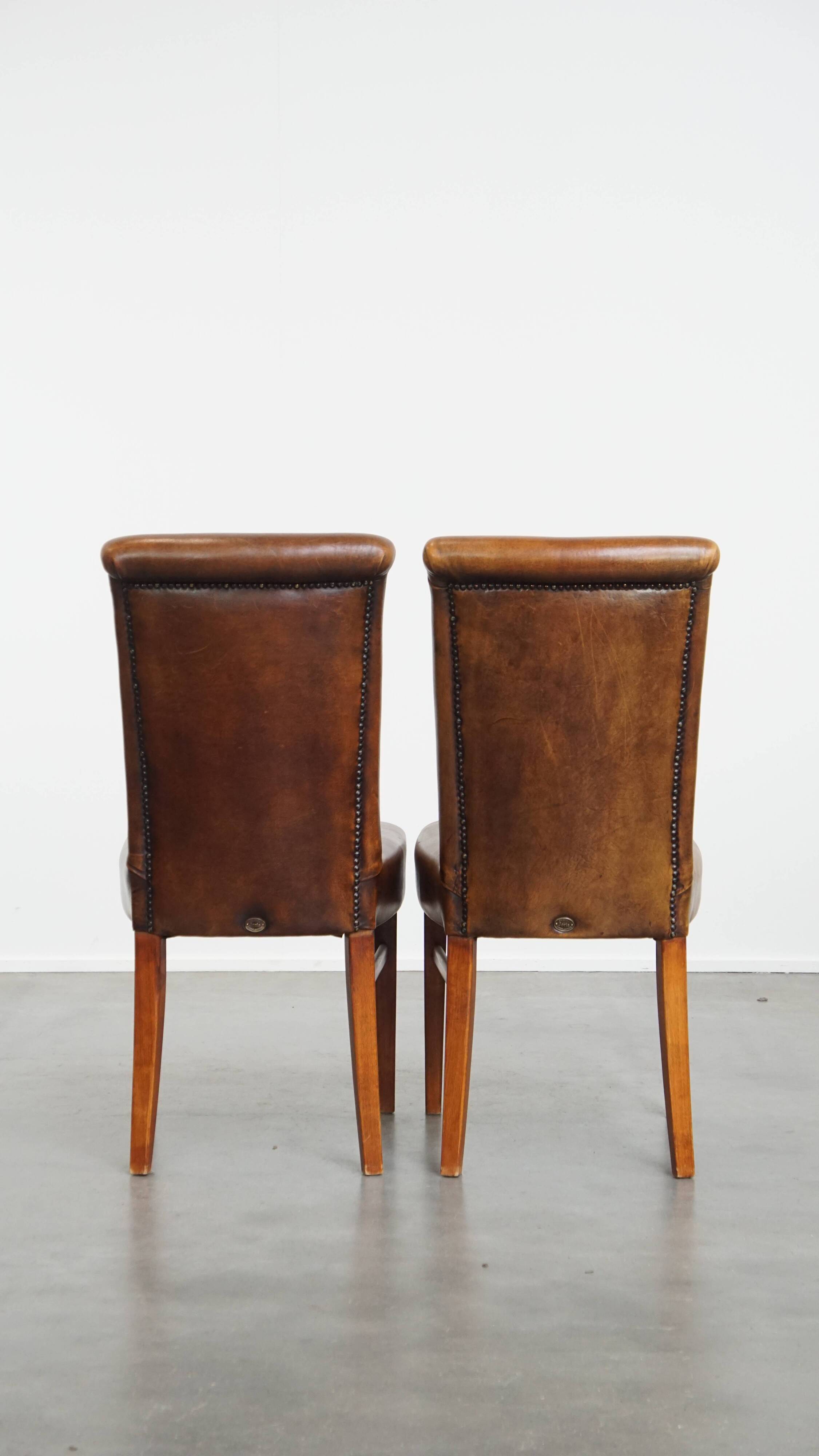 Set of 6 Dining Chairs in Sheepskin Leather