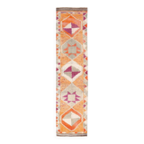 Tapis runner vintage berbère, motifs géométriques orange violet, 74x307Cm