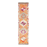 Tapis de chemin vintage berbère, motifs géométriques orange violet, 74x307Cm