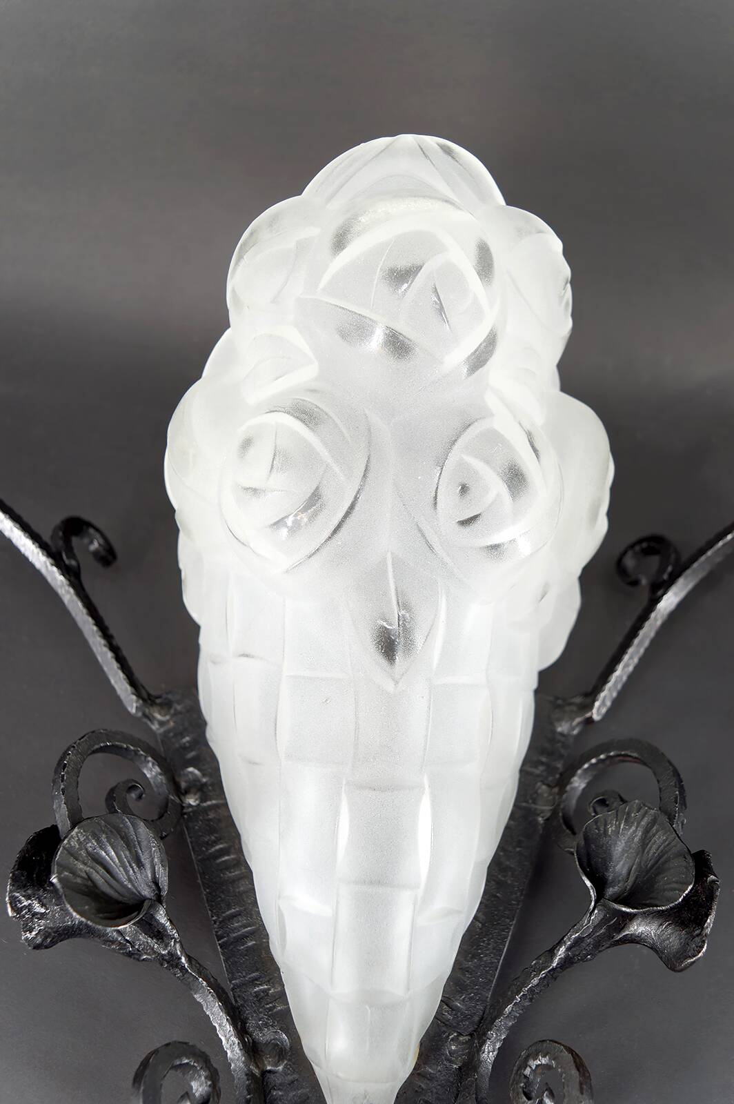 Pair of Wrought Iron Wall Lights by Degué, Art Deco, France, c. 1930