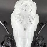 Pair of Wrought Iron Wall Lights by Degué, Art Deco, France, c. 1930