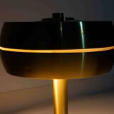 Italian brass table desk lamp with sculptural base and glowing band, 1960s