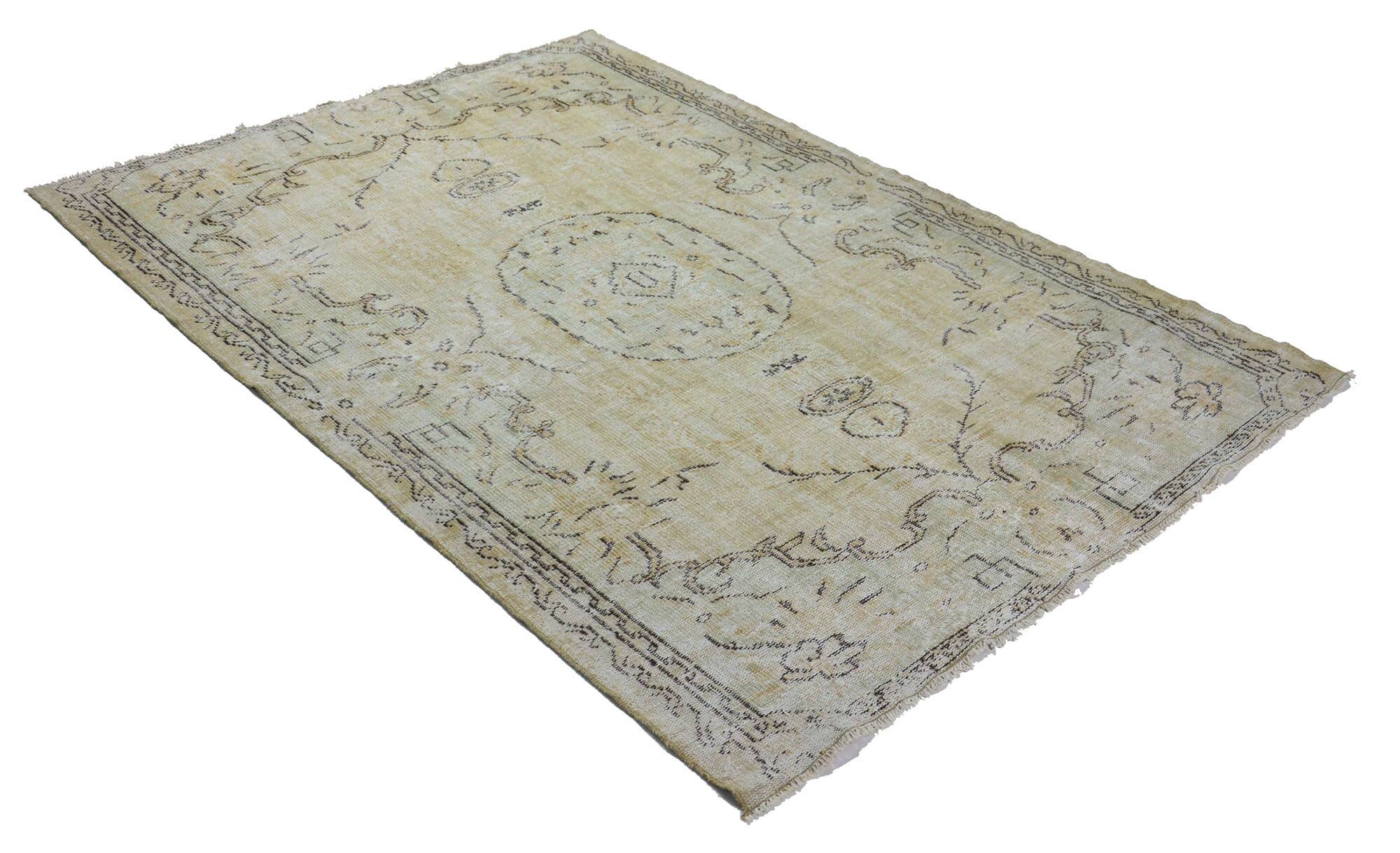 Turkish Anatolian Handmade Vintage Rug 253 cm x 175 cm
