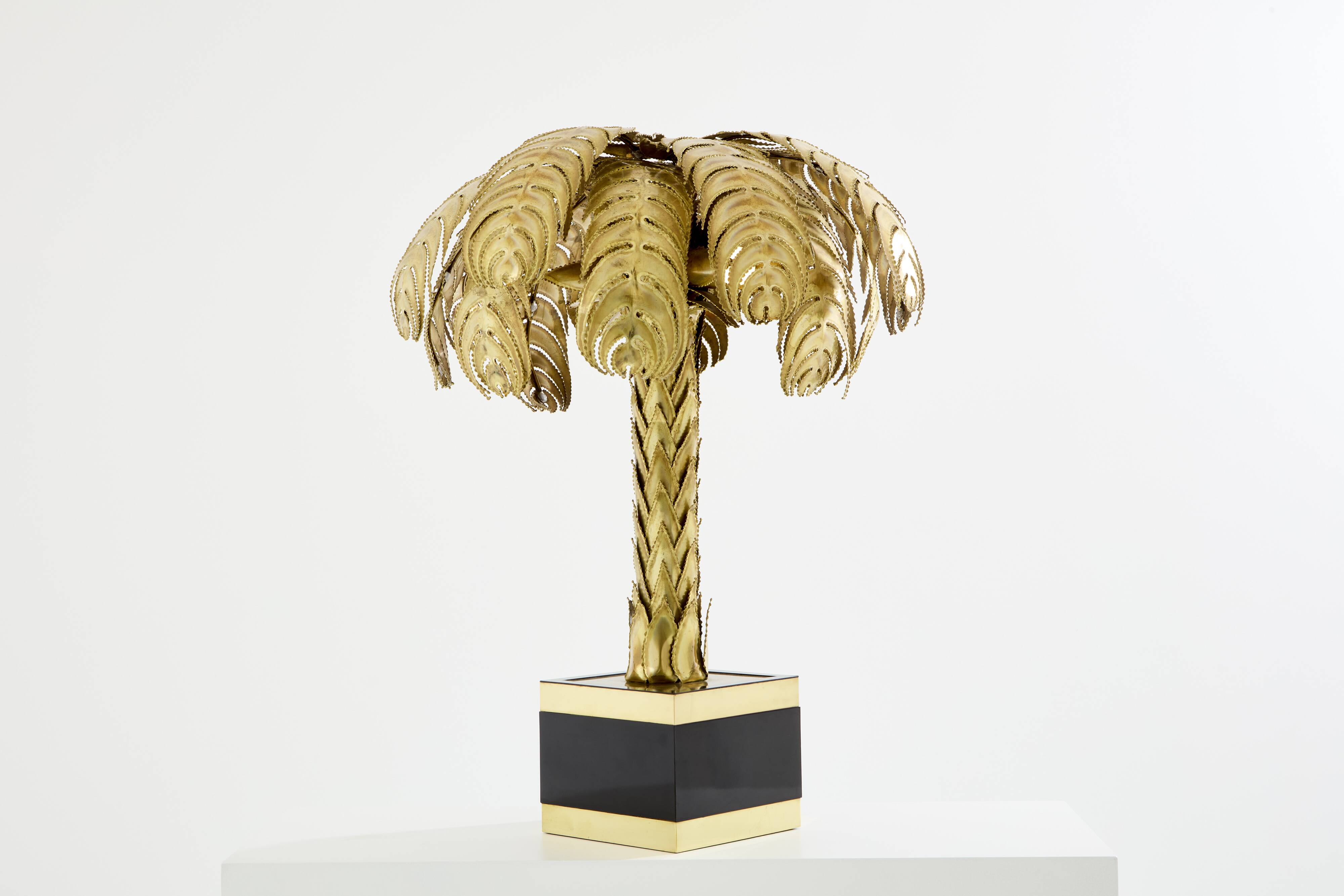 Christian Techoueyres brass palm lamp for Maison Jansen 1970s