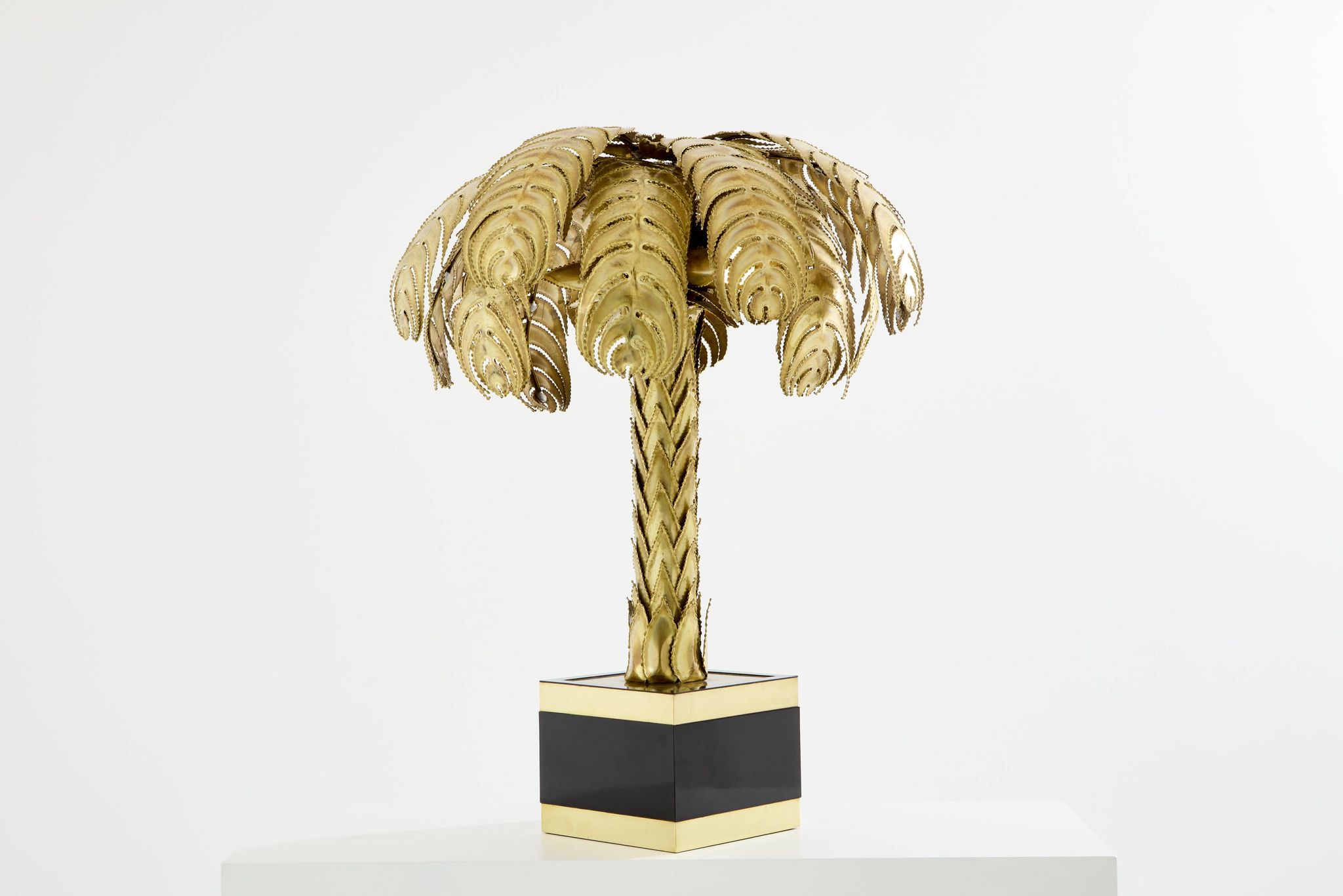 Christian Techoueyres brass palm lamp for Maison Jansen 1970s