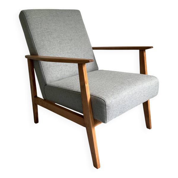Fauteuil club vintage gris-vert
