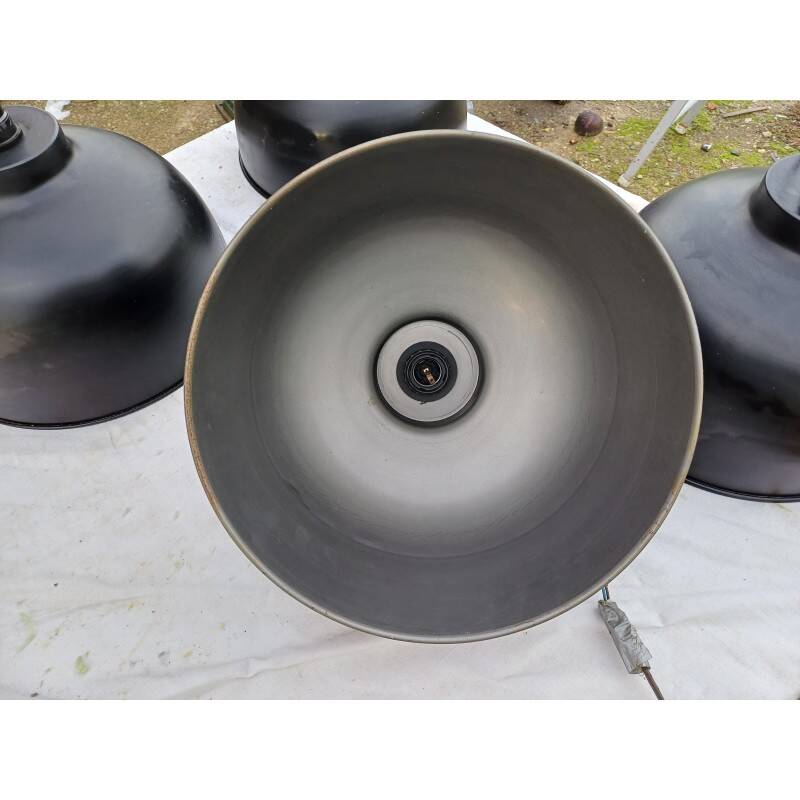 4 black metal industrial pendant lights