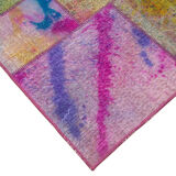 Handmade anatolian overdyed 169 cm x 243 cm multicolor patchwork carpet