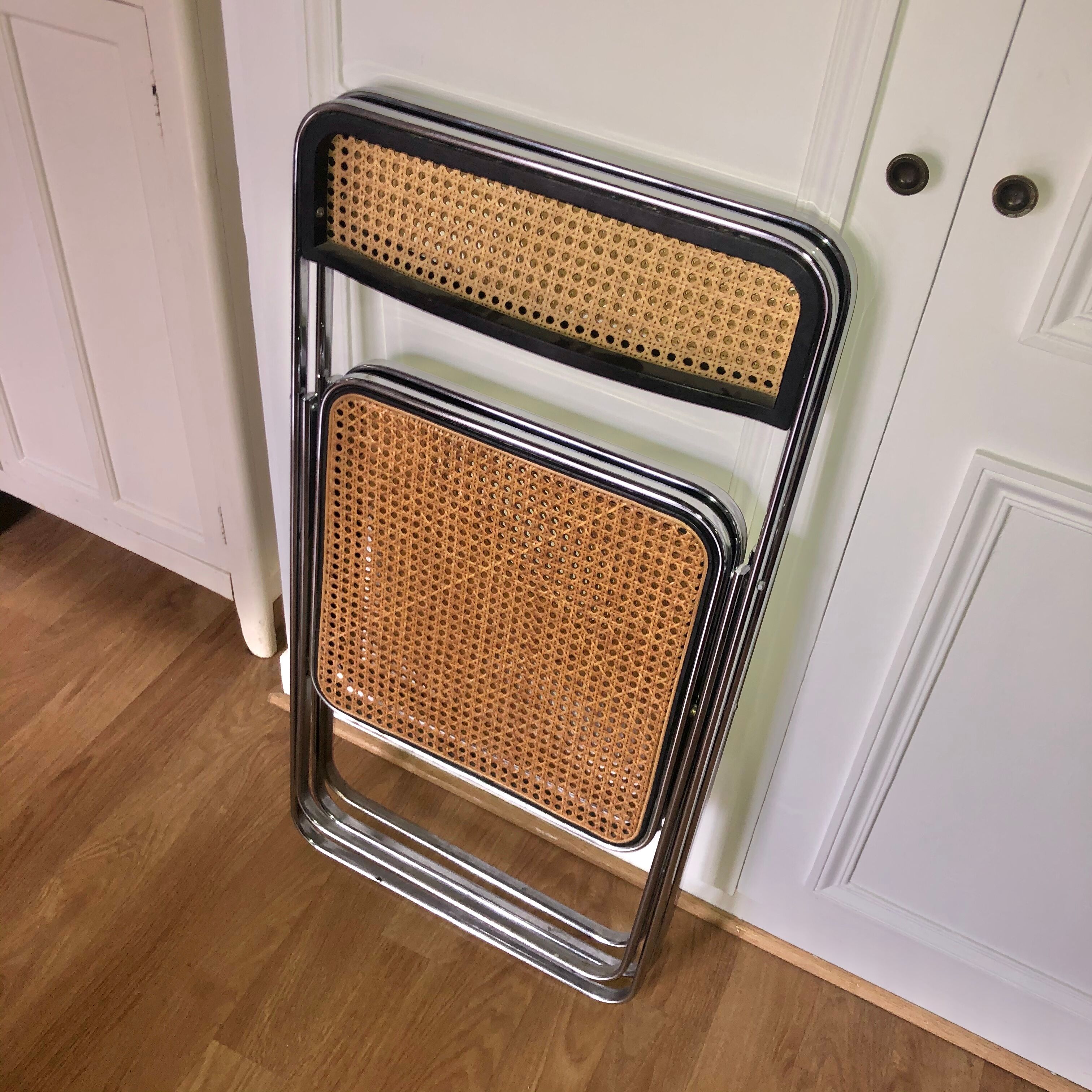 Pair of folding chairs in canning