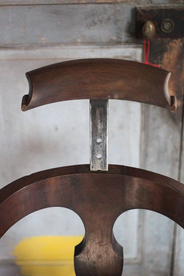 Fauteuil de Barbier bois et cuir appui-tête réglable, fauteuil de bureau