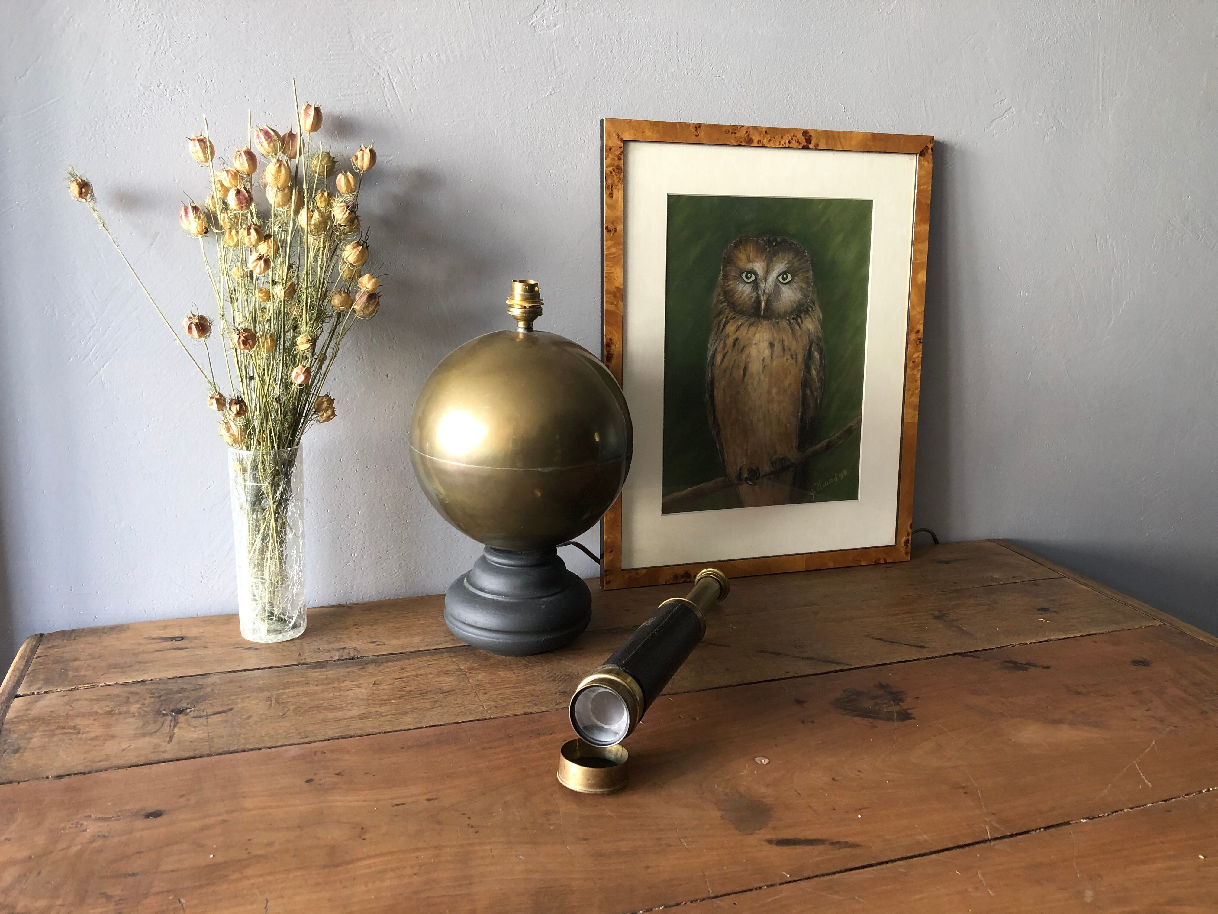 Brass and wood lamp foot