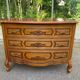Curved bow commode Louis XV in solid wood and marquetry from the 1960s of the 20th century.