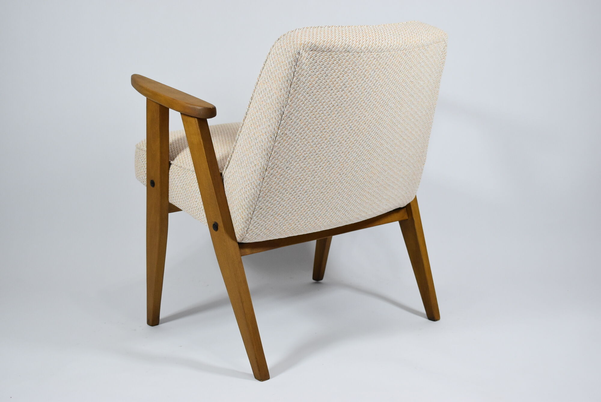 Classic Vintage armchair,  model 366, 1960s, cream fabric, teak wood