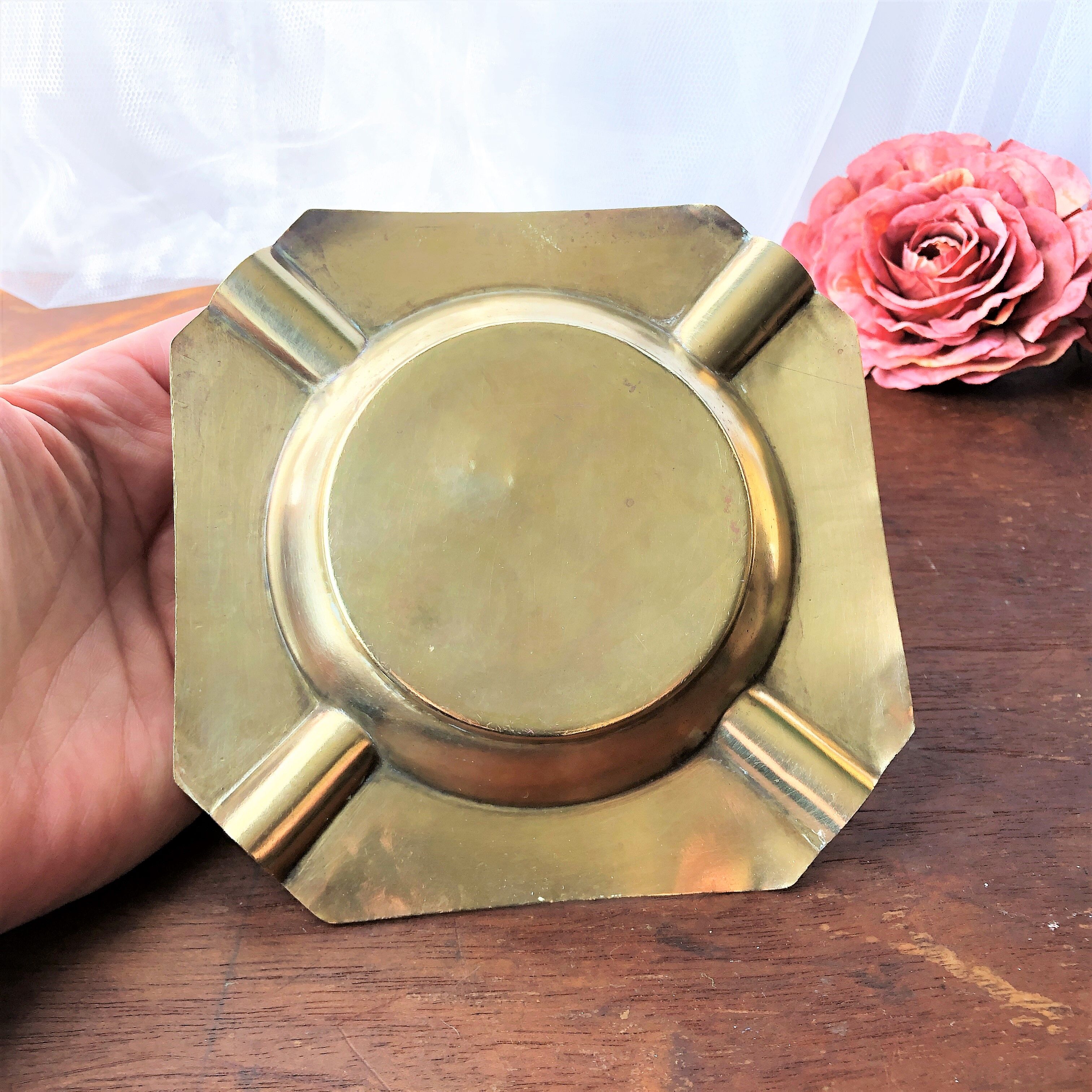 Cendrier laiton doré vintage