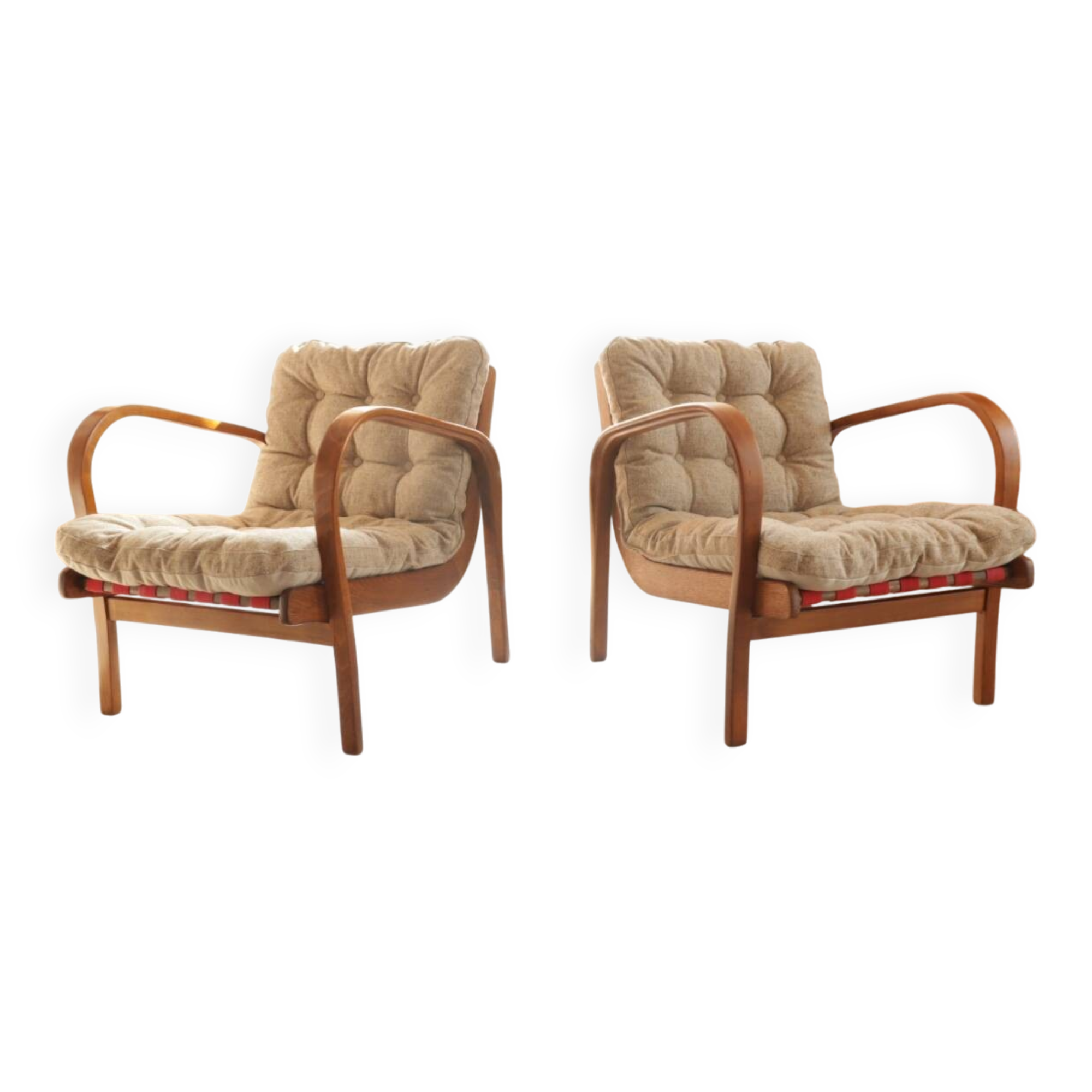 Paire de fauteuils de salon du milieu du siècle, duo tchécoslovaque K. Kozelka et A. Kropacek