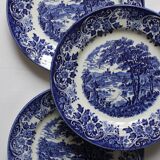 4 plates in vintage English earthenware Ironstone Broadhurst Staffordshire "The English Scene"