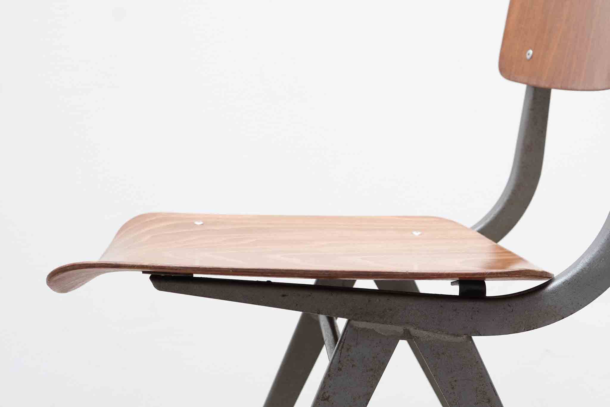 Chair in the style of Friso Kramer, oak and grey.