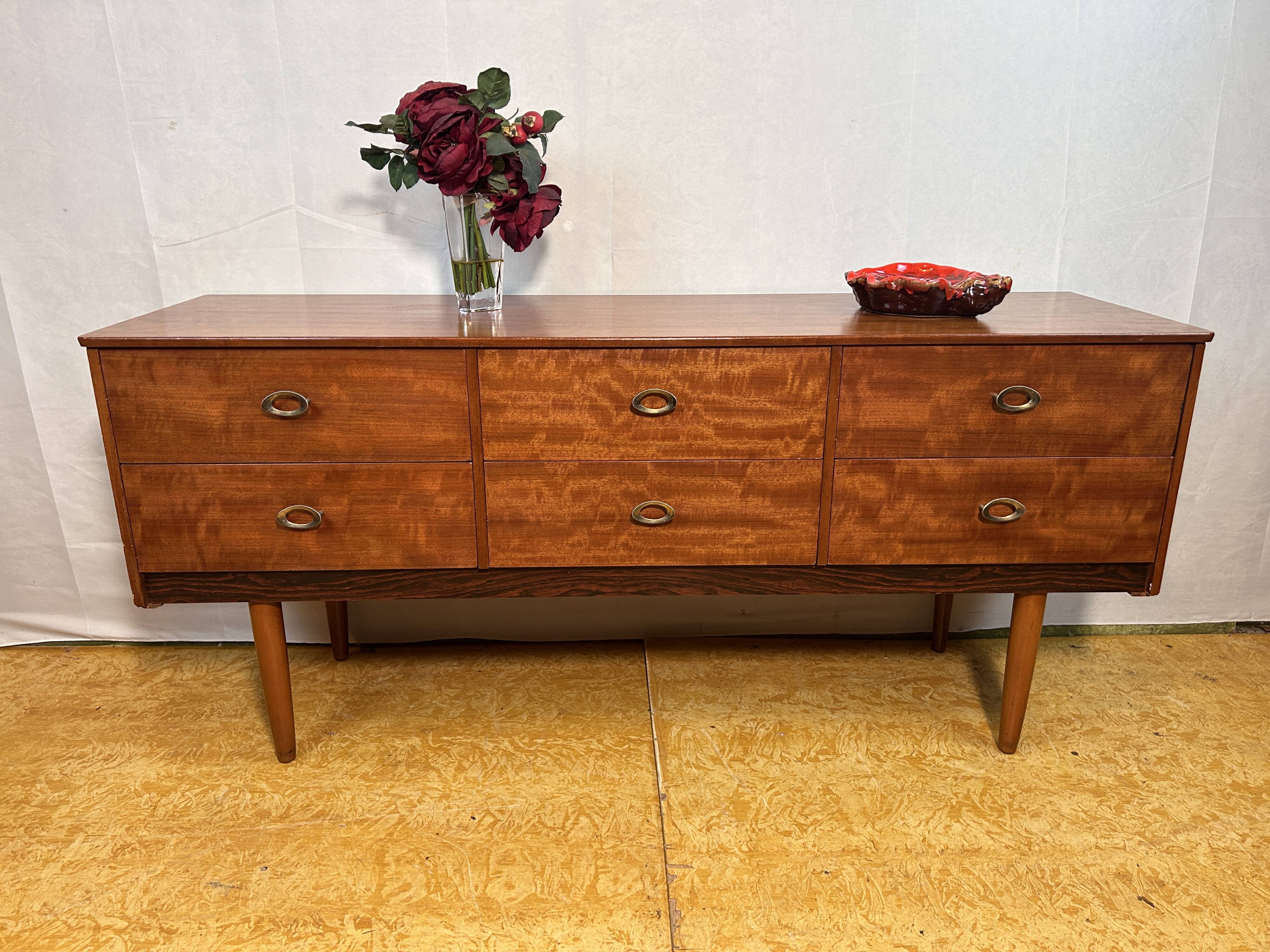 Mid century retro vintage teak small sideboard by Schreiber 1960