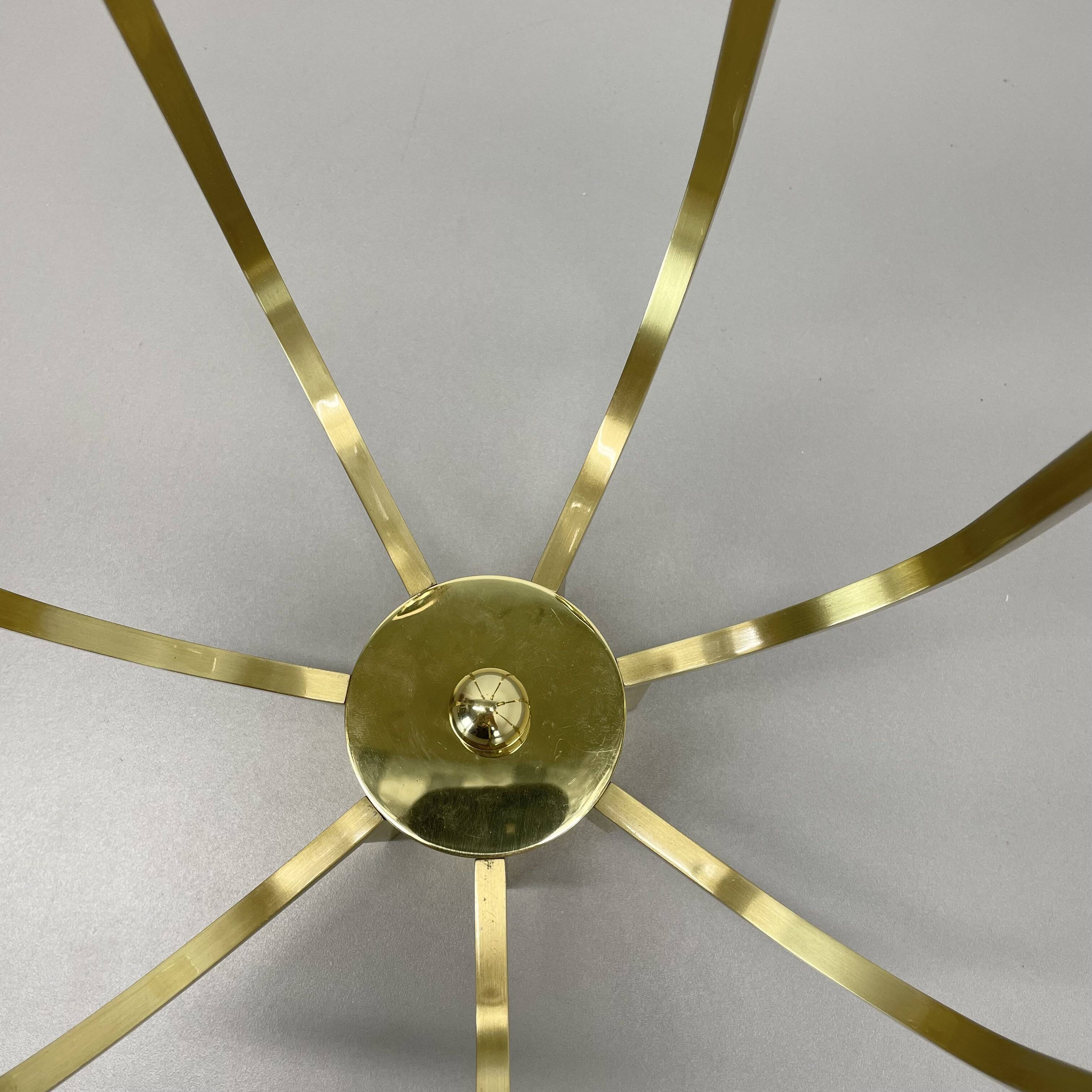 Large cubic brass 7 bulb flush mount ceiling light, italy 1970s