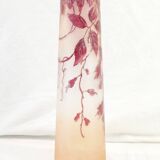 Legras vase ruby in frosted glass degagé with art nouveau acid