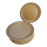 9 flat plates in Sarreguemines stoneware