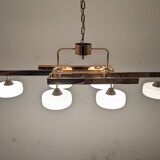 Arlus chandelier with 6 lights in opaline and brass from the 60s/70s