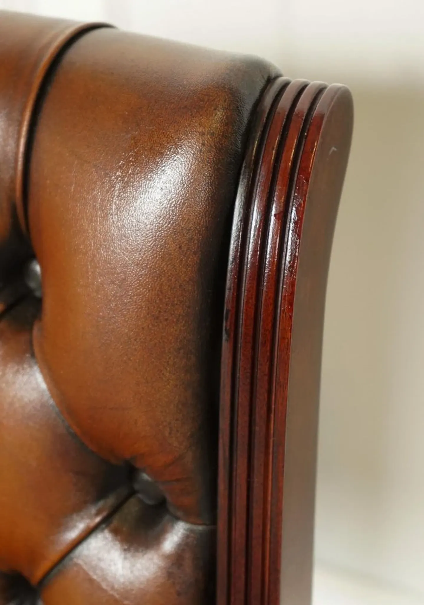 Chesterfield Leather Dining Chairs, Set of 6