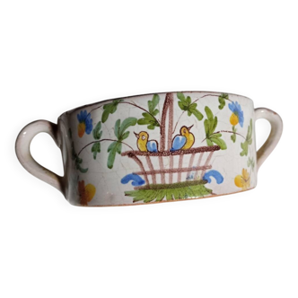 Small pot with handles, Quimper earthenware
