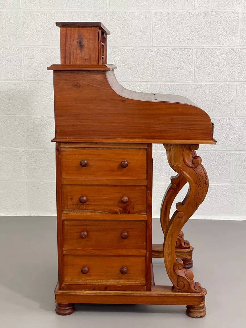 20th century Davenport desk with walnut piano top