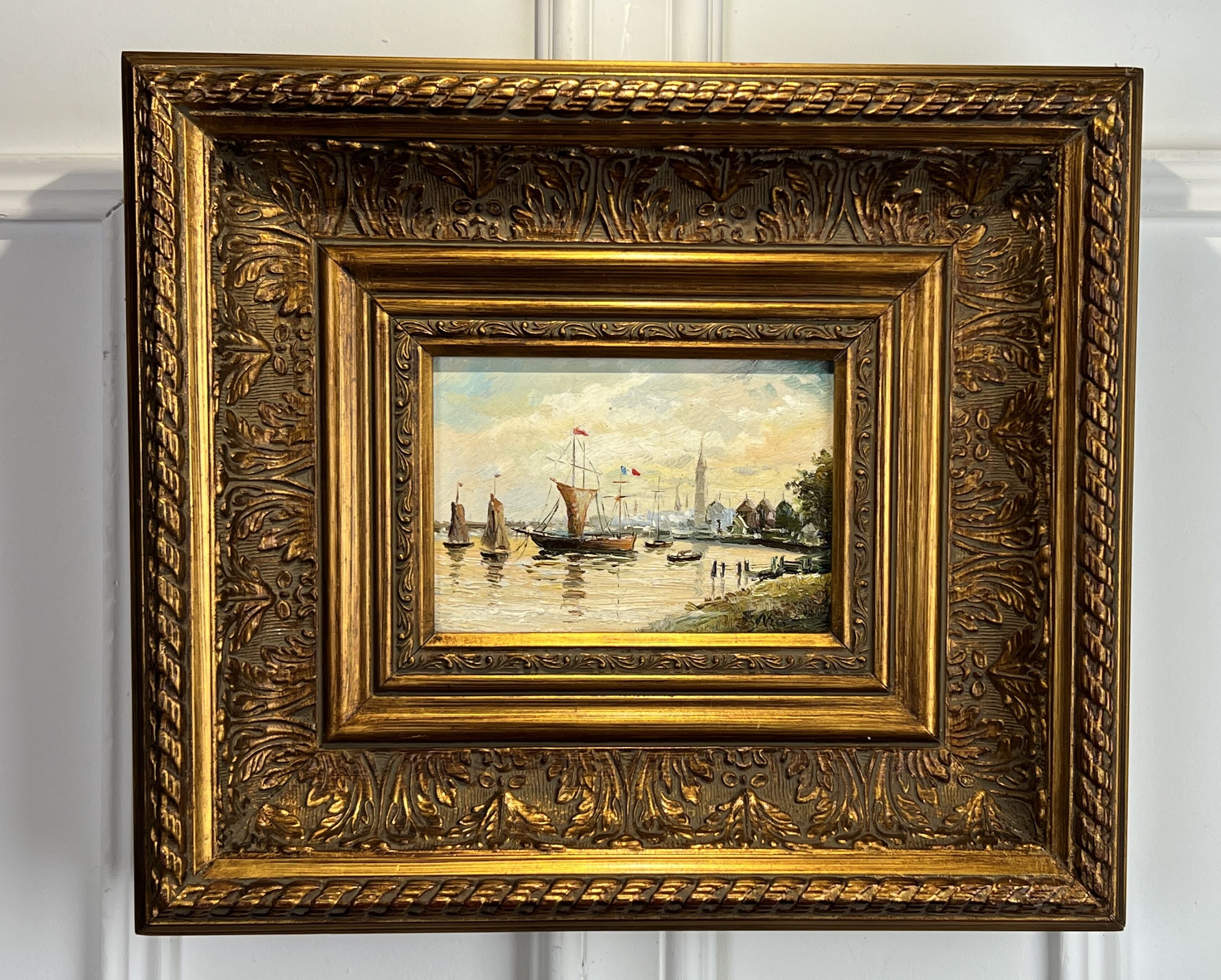 PAINTING / OIL ON CANVAS SIGNED " F.NICOLI " (THE PORT) VERY WELL FRAMED