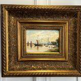 PAINTING / OIL ON CANVAS SIGNED " F.NICOLI " (THE PORT) VERY WELL FRAMED