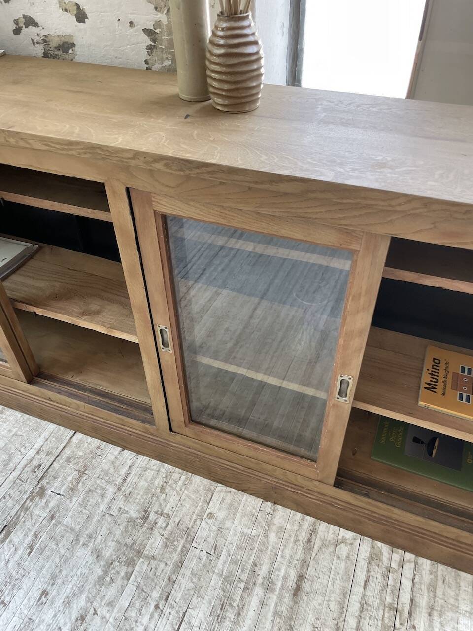 Oak sideboard with glass doors