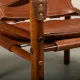 Arne Norell Sirocco Safari Lounge Chair in stained Ash and Brown Leather